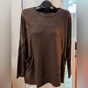 ANDREE BY UNIT Brown Long Dolman Sleeve Sweatshirt
